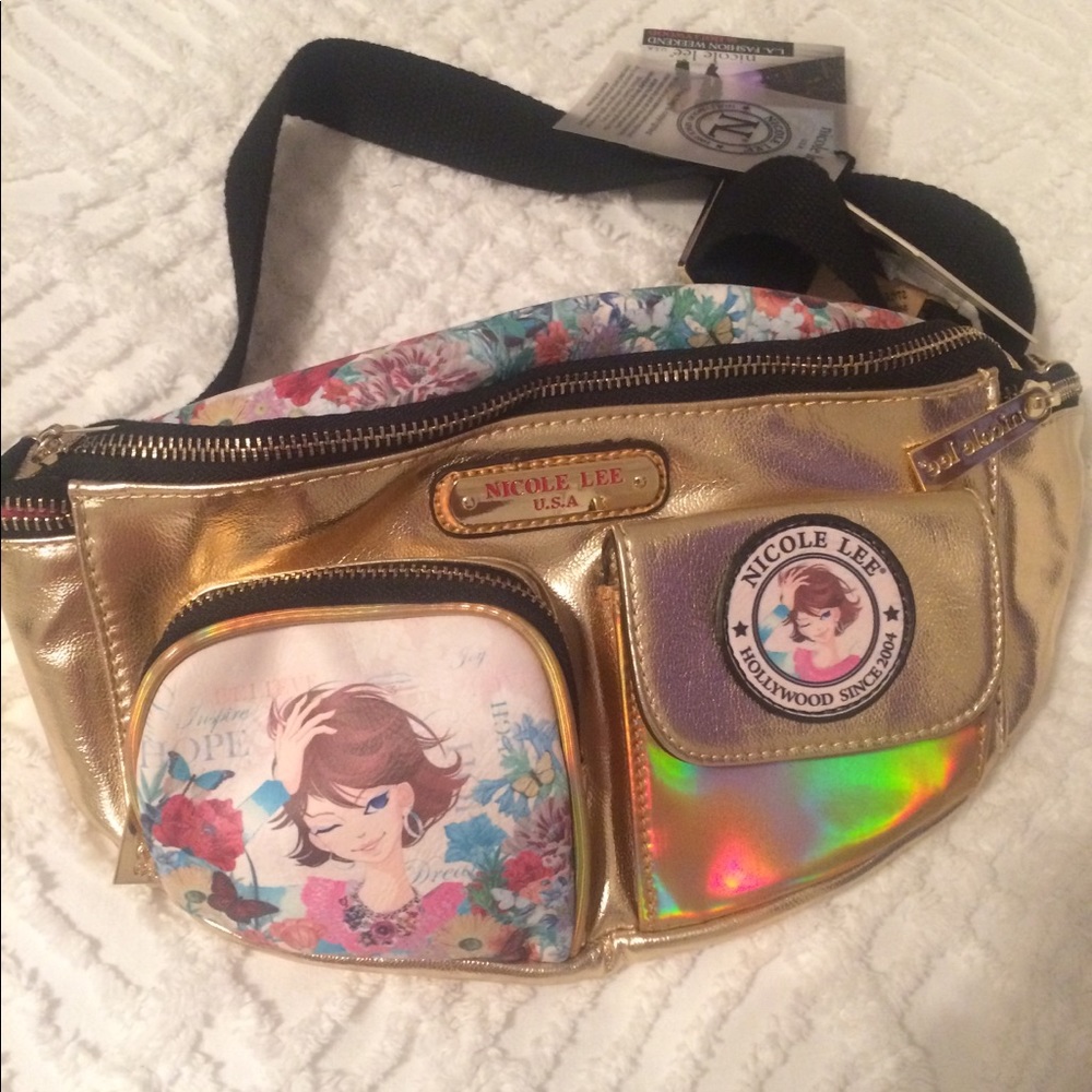 Nicole Lee Gold Xochil fanny pack